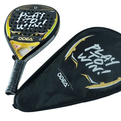 Paddle racket with cover featuring 'Play to Win!' text and ODEA branding.