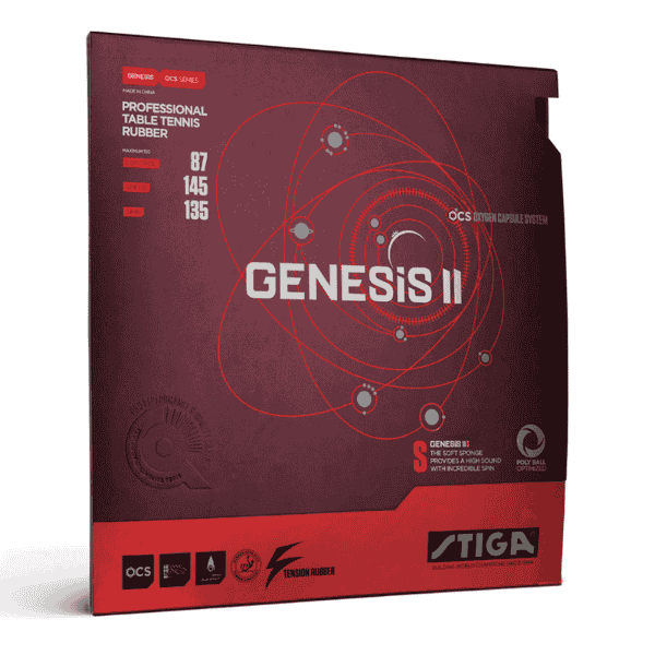 Stiga Genesis II table tennis rubber packaging on a white background
