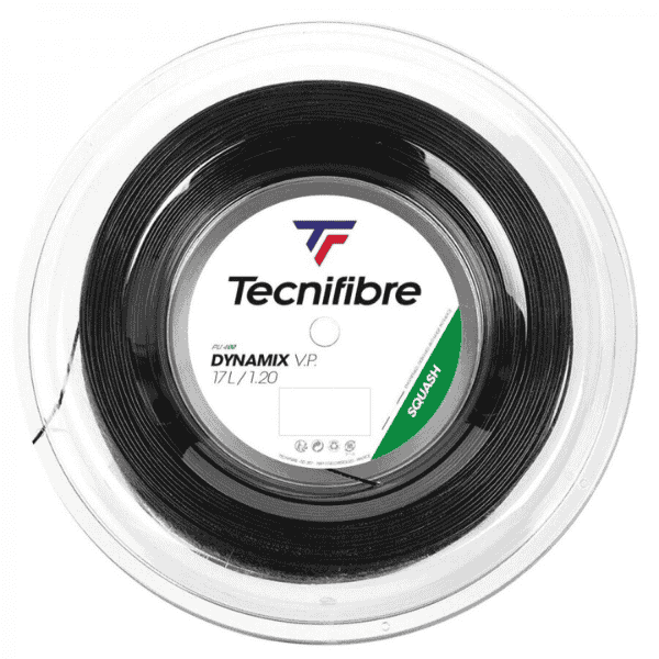 Tecnifibre Dynamix VP squash string reel on a white background