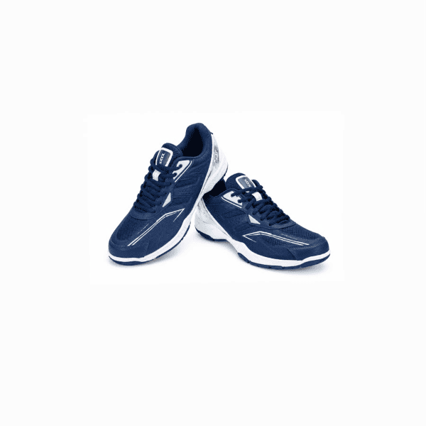 VS 2320S navy blue indoor court shoes with breathable upper, cushioned sole, and durable outsole for badminton and indoor sports.