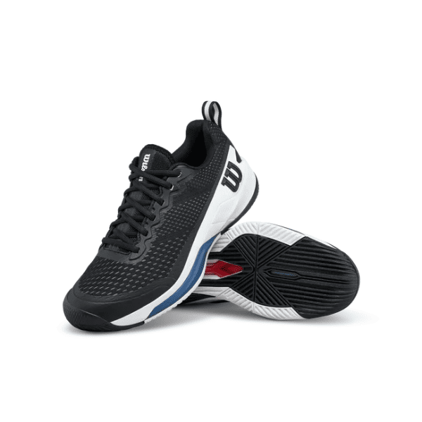 Wilson Rush Pro 4.5 Men’s tennis shoes with breathable mesh upper, cushioned midsole, and durable all-court outsole.