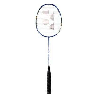 Badminton racket with a brand logo on a white background