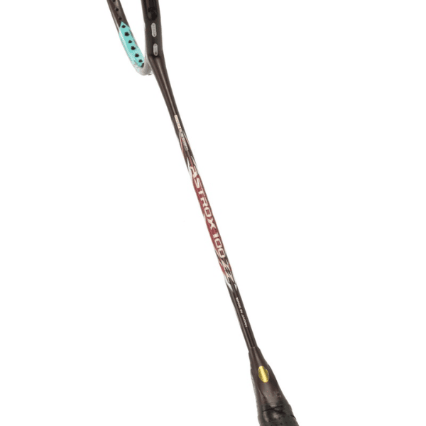 Yonex Astrox 100ZZ Kurenai badminton racket with a striking red, black, and white frame, designed for powerful smashes, speed, and advanced-level play.
