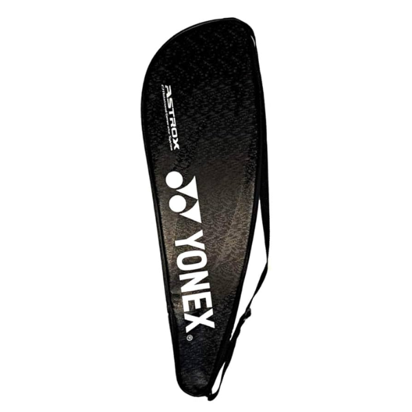 Black Yonex badminton racket cover on a white background