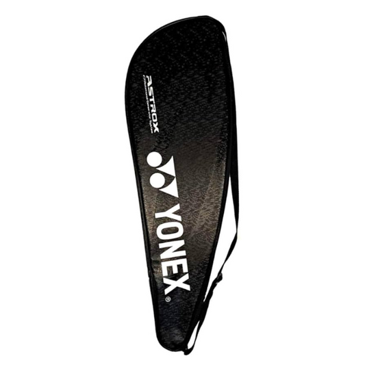 Black Yonex badminton racket cover on a white background