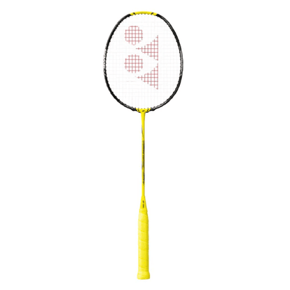 Yonex Nanoflare 1000Z badminton racket with a sleek black and yellow frame, head-light balance, and aerodynamic design for speed and precision.
