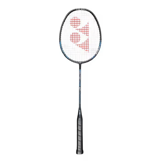 Badminton racket with a brand logo on a white background